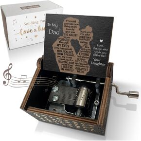 Music Box Gifts for Daughter from Mom,I Love You Daughter Gifts You are My Sunshine Hand Crank Wooden Musical Boxes to Daughter on Birthday Christmas Graduation Thanksgiving Mother’s Day Pink