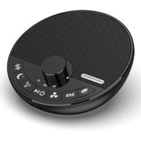 Portable White Noise Sound Machine with 18 Sleep Sounds, Battery Powered Bluetooth Function Knob Volume Control Sleep Timer, Travel White Noise Machine for Sleeping Adults Baby(Black)