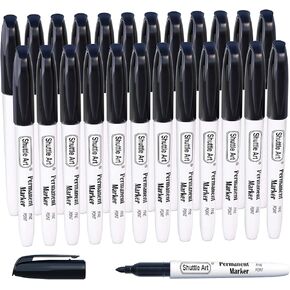 Shuttle Art Permanent Markers, 70 Pack Black Permanent Marker set,Fine Point, Works on Plastic,Wood,Stone,Metal and Glass for Doodling, Marking