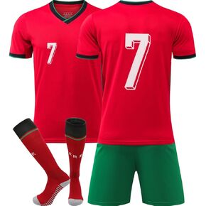 2024 Football #7 Home Soccer Jersey Youth Boys Kids Sportswear Training Shirt Kit Set