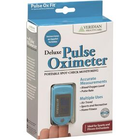 Deluxe Pulse Oximeter Blood Oxygen Saturation | Complete System Monitor Lanyard and Batteries | Portable Spot-Check Monitoring