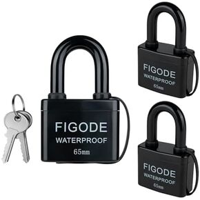 FIGODE® قفل وسادة قوي كبير مع مفاتيح، 2.8 بوصة. قفل مقاوم للماء في الهواء الطلق، مغطى بقفل فولاذي مصفح عالي التحمل in Kuwait