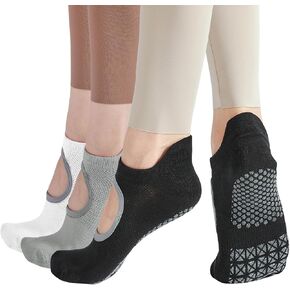 YAGAXI Non Slip Yoga Socks for Women - 3 Pairs Grips Pilates Socks With Ballet,Dance,Fitness,Hospital,Home,Workout