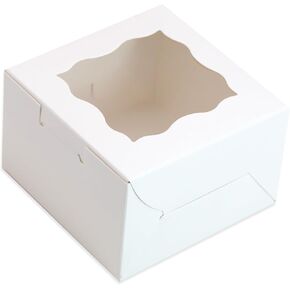 PQZKLDP 15pcs - 4x4x2.5 Inches White Mini Bakery Treats Boxes - Suitable for Mini Cake,Cupcake,Pastries,Bakery Treats,Cookies and Mini Bundt Cake-Perfect for Celebrations and Gifts