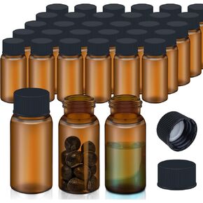 100pcs 0.3 OZ/10ml Brown Glass Vials, Sample Vials with Screw Cap and PE Liners Stopper, Leak-Proof Glass Sample Vial Test Vials Containers for Storage Liquid, Essential Oil, Pills and for Lab Use