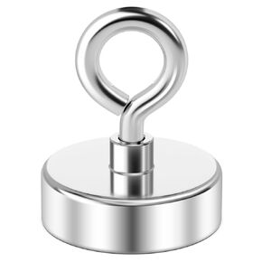 10Pack Neodymium Fishing Magnets, Permanent Rare Earth Magnets with Eyebolt, 100 LBS (45 KG) Magnetic Hooks Heavy Duty with Countersunk Hole Eyebolt for Retrieving in River and Magnetic Fishing