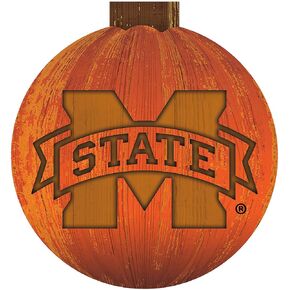 Fan Creations NCAA Mississippi State Bulldogs Unisex Mississippi State University 12 in. Halloween Pumpkin Sign, Team Color, 12 inch