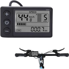 Electric Bike LCD Display Waterproof Plug LCD Display,S866 LCD Display Ebike LCD Display 24V 36V 48V Control Panel Electric Bike LCD Display Meter Electric