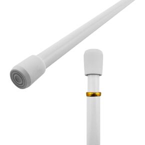 Amazing Drapery Hardware 7/16 Inch White Spring Tension Rods, Set of 2 - Adjustable Length 18-28 Inches - Twist to Fit Curtain Rods for Lightweight Sheer Panels, Sidelight Windows, and Small Spaces