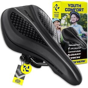 Revere Youth Memory Foam Saddle - Stylish, Ultra-Comfort Bike Seat for Kids, Youth Bikes, Premium Quality Seat for Boys and Girls Bikes, Perfect for Kids Bikes 16" to 24"