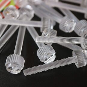 Pack of 60 Transparent Clear Plastic Acrylic Thumbscrews, slotted+knurled M5 x 30mm