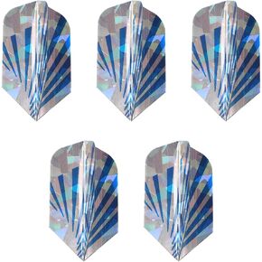 5 Pack Standard Dart Flights - Flight Thick Geometric Pattern Apply to Soft Tip Steel Tip (Blue Silver Tone)