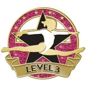 Crown Awards Level 3 Glitter Gymnastics Pin - Dark Pink Gymnastics Lapel Pins Prime
