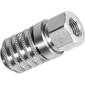 PD242 Series PD Steel Test Port and Diagnostic Equipment Quick Coupler Suitable for Female Pipe Thread, 1/8" Body Size, 1/4"-18 NPTF Thread Size, 2.12" Length-Heavy Duty