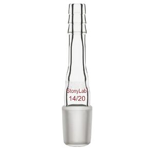stonylab Vacuum Adapter, Borosilicate Glass Straight Vacuum Adapter with G1 Type Frit, 14/20 Ground Joint and 10mm Hose Connection Lab Glass Adapter