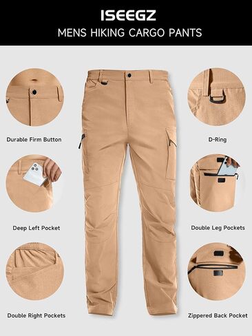 سراويل التنزه سيرًا على الأقدام للرجال سريعة الجفاف للرجال والصيد في الهواء الطلق والسفر خفيفة الوزن ومقاومة للماء والعمل التكتيكي in Kuwait