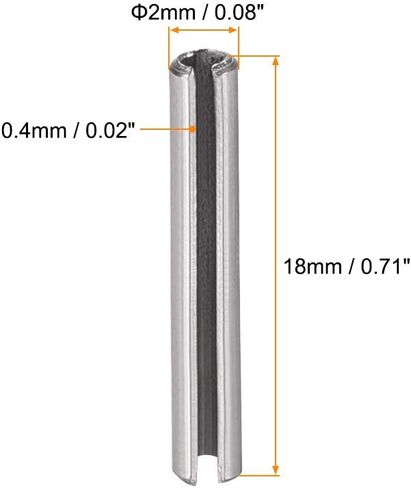 دبوس زنبركي مشقوق من uxcell - M1.5 x 8 مم 304 من الفولاذ المقاوم للصدأ سبليت سبرينج رول دبابيس وتد بلمسة نهائية سادة 20 قطعة in Saudi Arabia