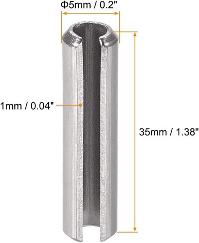 دبوس زنبركي مشقوق من uxcell - M1.5 x 8 مم 304 من الفولاذ المقاوم للصدأ سبليت سبرينج رول دبابيس وتد بلمسة نهائية سادة 20 قطعة in Saudi Arabia
