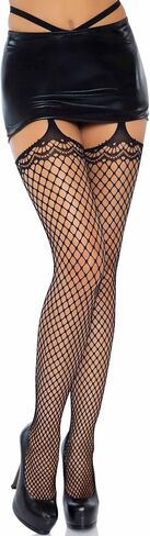 Leg Avenue womens Fishnet Stockings With Attached Garter Belt in Saudi Arabia
