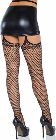Leg Avenue womens Fishnet Stockings With Attached Garter Belt in Saudi Arabia