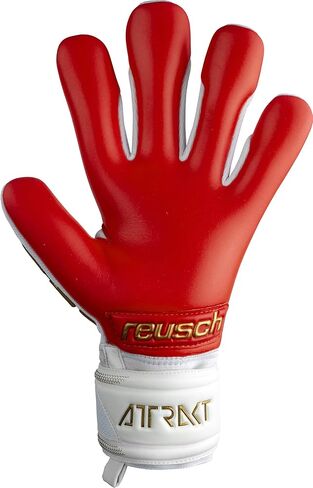 Reusch Attrakt Freegel قفازات حارس المرمى لدعم الأصابع، أبيض/ذهبي/أحمر ناري، مقاس 9 in Kuwait
