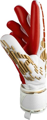 Reusch Attrakt Freegel قفازات حارس المرمى لدعم الأصابع، أبيض/ذهبي/أحمر ناري، مقاس 9 in Kuwait
