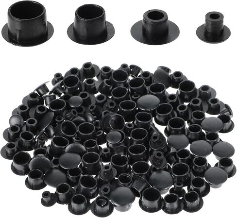 120 Pcs Screw Covers Caps Black Hole Plugs Plastic Screw Caps Round Button Flush Type Plugs Screw Cap Screw Hole Plugs Plastic Hole Cover for Cabinets Shelves Brackets(5mm/6mm/8mm/10mm) in Saudi Arabia