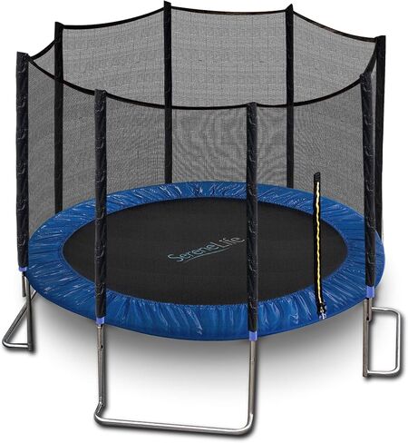 SereneLife 8/10/12 FT Outdoor Recreational Backyard Stable, Strong Heavy Duty Trampoline with Safety Enclosure Net, AntiRust Coating, Kids and Adults, Spring Cover Padding in Saudi Arabia
