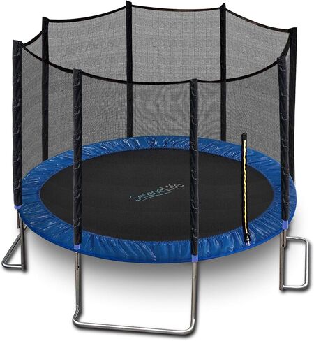 SereneLife 8/10/12 FT Outdoor Recreational Backyard Stable, Strong Heavy Duty Trampoline with Safety Enclosure Net, AntiRust Coating, Kids and Adults, Spring Cover Padding in Saudi Arabia