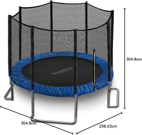 SereneLife 8/10/12 FT Outdoor Recreational Backyard Stable, Strong Heavy Duty Trampoline with Safety Enclosure Net, AntiRust Coating, Kids and Adults, Spring Cover Padding in Saudi Arabia