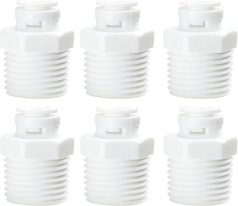 RLECS 6PCS Filter Quick Coupler 1/2NPT Male x 1/4 OD Pipe Quick Couplings White Straight Male Push in Connection Pipe Coupler Suitable for Five Stage Water Purifier and Front Water Purifier in Saudi Arabia