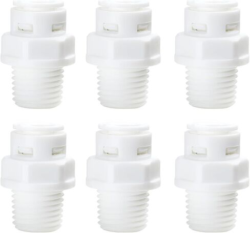 RLECS 6PCS Filter Quick Coupler 1/2NPT Male x 1/4 OD Pipe Quick Couplings White Straight Male Push in Connection Pipe Coupler Suitable for Five Stage Water Purifier and Front Water Purifier in Saudi Arabia