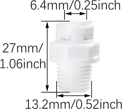 RLECS 6PCS Filter Quick Coupler 1/2NPT Male x 1/4 OD Pipe Quick Couplings White Straight Male Push in Connection Pipe Coupler Suitable for Five Stage Water Purifier and Front Water Purifier in Saudi Arabia