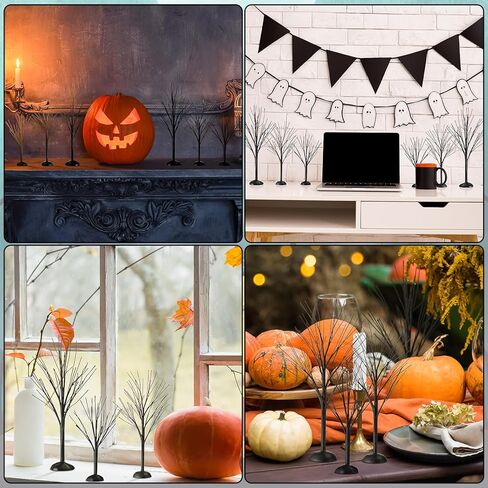 زينة شجرة الهالوين عرض شجرة أشجار فرعية عارية شجرة اصطناعية فروع شجرة وهمية مجموعة شجرة الطاولة لحفلات الهالوين ديكور طاولة المكتب المنزلي، مقاسات متعددة (أسود، 12 قطعة) in Kuwait