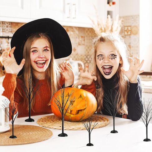 زينة شجرة الهالوين عرض شجرة أشجار فرعية عارية شجرة اصطناعية فروع شجرة وهمية مجموعة شجرة الطاولة لحفلات الهالوين ديكور طاولة المكتب المنزلي، مقاسات متعددة (أسود، 12 قطعة) in Kuwait