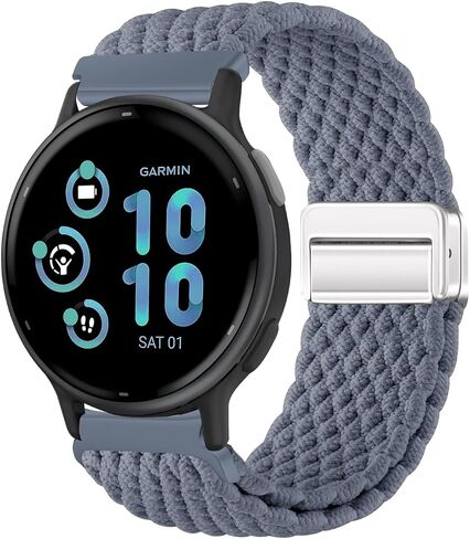 Braided Nylon Band Compatible with Garmin Vivoactive 5/ Vivoactive 3 Watch Band, 20mm Magnetic Stretchy Strap Replacement for Garmin Venu/Venu Sq/Vivoactive 3 Music/Forerunner 645/245 Music in Saudi Arabia