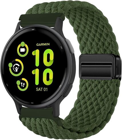 Braided Nylon Band Compatible with Garmin Vivoactive 5/ Vivoactive 3 Watch Band, 20mm Magnetic Stretchy Strap Replacement for Garmin Venu/Venu Sq/Vivoactive 3 Music/Forerunner 645/245 Music in Saudi Arabia