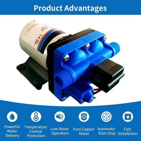مضخة مياه عذبة RV 12 فولت تيار مستمر 3.0GPM 55PSI مفتاح ضغط مطور، مضخة غشاء ضغط مياه ذاتية التحضير 12 فولت عند الطلب لتصريف حمام السباحة حديقة الرش البحرية RV in Kuwait