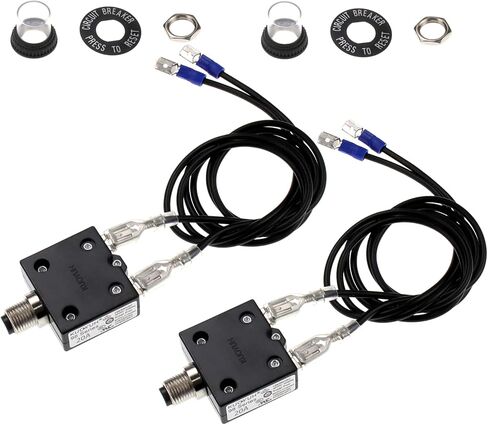 2pcs 20 Amps 125/250VAC Thermal Circuit Breaker,32VDC Quick Connect Terminals Manual Reset Fuse Teste Overload Protector Switch,Low Voltage Protection with Dust Cover and 12AWG Wires in Kuwait