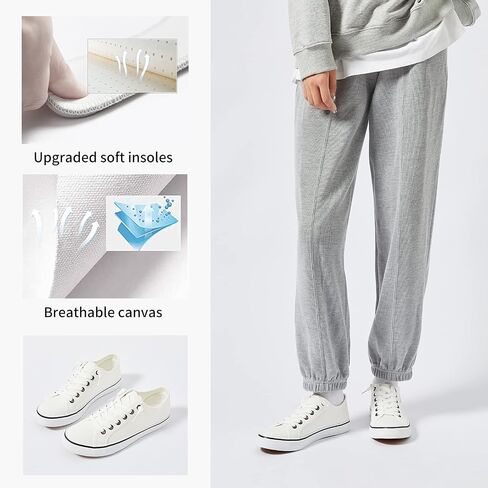 Women Canvas Sneaker Slip On Non Slip Casual Shoes Lace Up Canvas Low Top White Shoes Loafers for Women Fashion Black Sneaker in Saudi Arabia