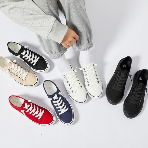 Women Canvas Sneaker Slip On Non Slip Casual Shoes Lace Up Canvas Low Top White Shoes Loafers for Women Fashion Black Sneaker in Saudi Arabia