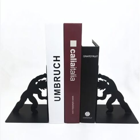Generic Cozei Metal Anime Bookend، دفاتر غير قابلة للانزلاق، مجموعة فريدة من قطعتين للكتب، دفاتر الكتب، حامل الكتب، رف الكتب، غلاف الكتاب مع التصميم، أسود in Kuwait