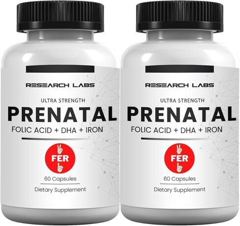 Research Labs Prenatal Vitamins for Women 2 Fer 1 Ad: 6X More Bioavailable Methylated Folate Folic Acid MTHF 5 | Supports Brain Development, Healthy Growth in Kuwait