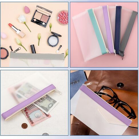 4 Pcs Money Pouches for Cash with Zipper, 7.7 x 3.9inch Reusable Clear Plastic Zipper Pouches Waterproof Cash Envelopes for Collectors Office Supplies (4 Colors) in Saudi Arabia