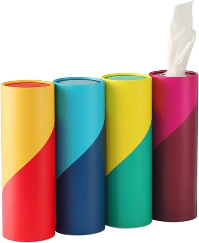 حامل مناديل السيارة مع مناديل الوجه - 4 قطع - أنابيب مناديل السفر لحامل أكواب السيارة وحاوية صندوق أسطواني in Kuwait