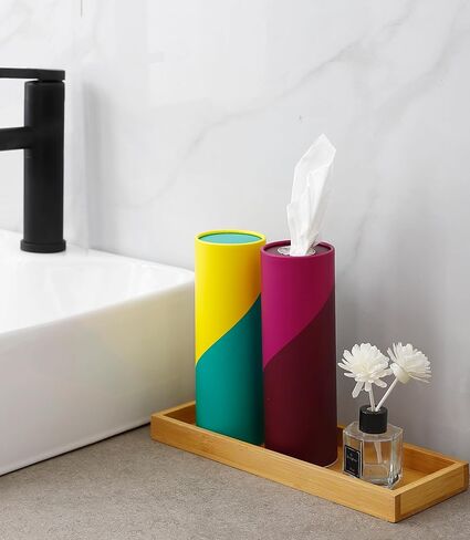 حامل مناديل السيارة مع مناديل الوجه - 4 قطع - أنابيب مناديل السفر لحامل أكواب السيارة وحاوية صندوق أسطواني in Kuwait