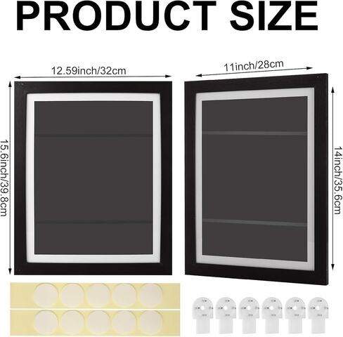 2PACK فتحة أمامية 11 × 14 إطار صندوق ظلال مع باب من الخشب الهندسي - علبة عرض صندوق ظل أسود مع 6 دبابيس دفع، 2 سجادة، 5 مسامير غير أثرية لعرض الحائط والطاولة in Kuwait