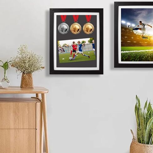 2PACK فتحة أمامية 11 × 14 إطار صندوق ظلال مع باب من الخشب الهندسي - علبة عرض صندوق ظل أسود مع 6 دبابيس دفع، 2 سجادة، 5 مسامير غير أثرية لعرض الحائط والطاولة in Kuwait