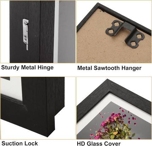 2PACK فتحة أمامية 11 × 14 إطار صندوق ظلال مع باب من الخشب الهندسي - علبة عرض صندوق ظل أسود مع 6 دبابيس دفع، 2 سجادة، 5 مسامير غير أثرية لعرض الحائط والطاولة in Kuwait