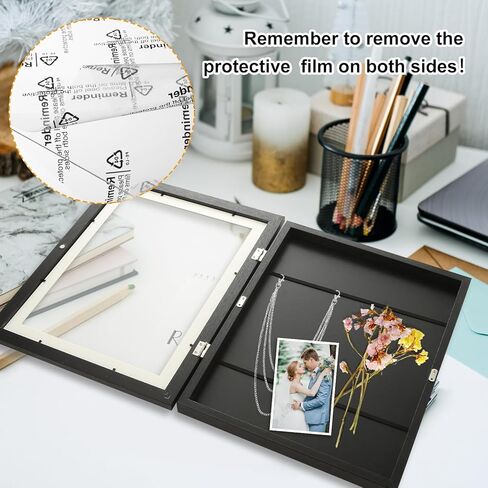 2PACK فتحة أمامية 11 × 14 إطار صندوق ظلال مع باب من الخشب الهندسي - علبة عرض صندوق ظل أسود مع 6 دبابيس دفع، 2 سجادة، 5 مسامير غير أثرية لعرض الحائط والطاولة in Kuwait